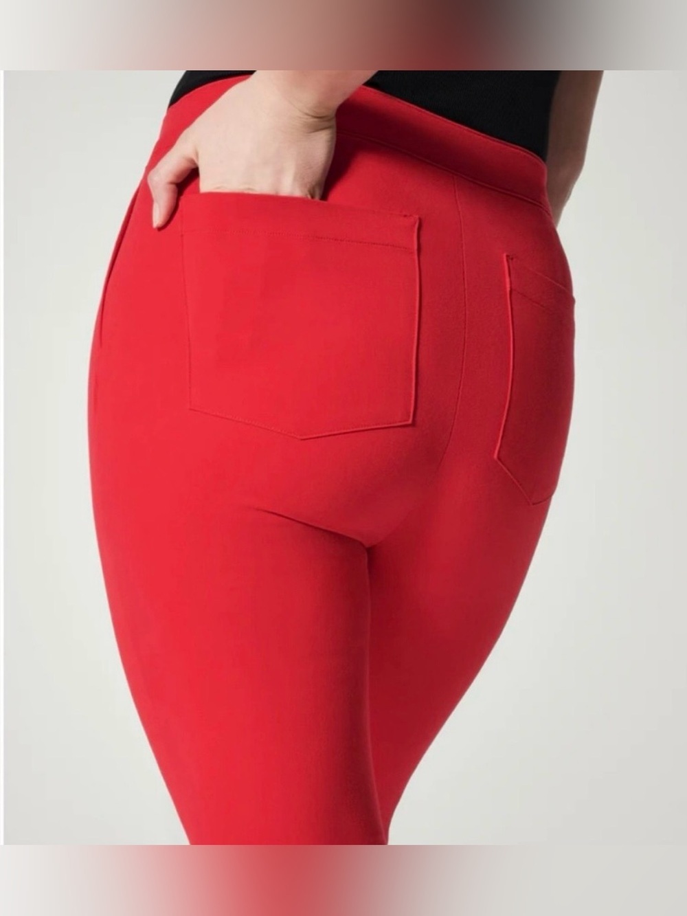 SPANX On The Go True Red Slim Straight Ponte Pants Womens Medium Tall 20365T NWT - Picture 3 of 13